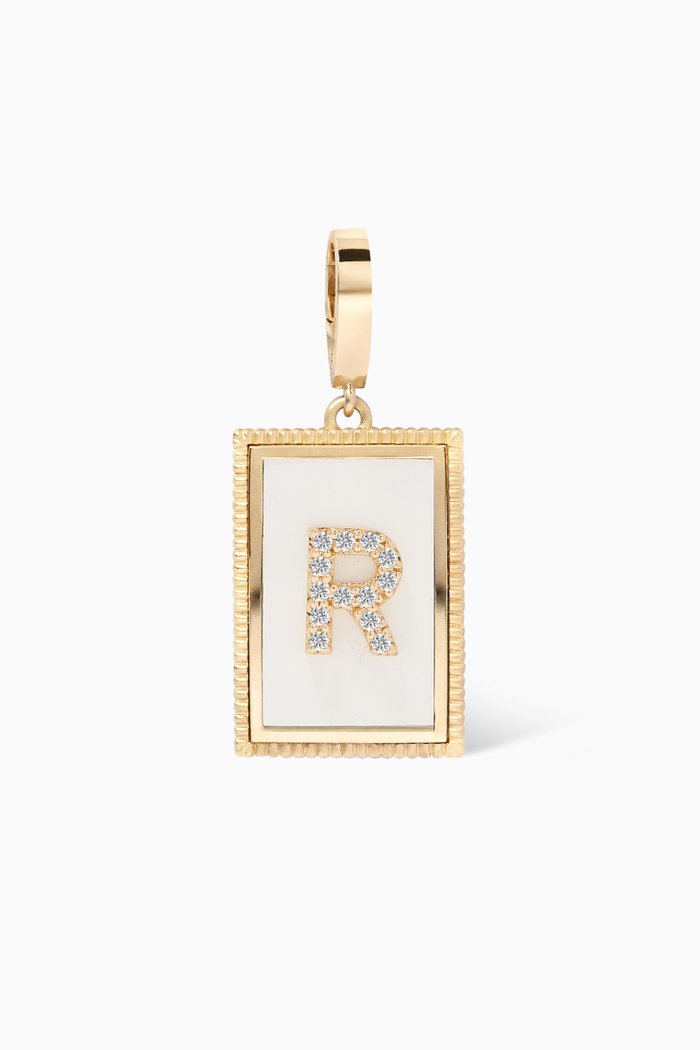 

A2Z "R" Letter Tag Diamond Charm Pendant in 18kt Yellow Gold