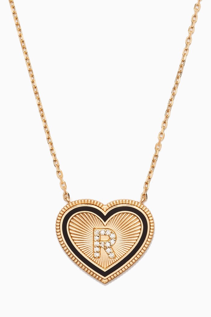 

A2Z "R" Letter Heart-shaped Diamond Necklace in 18kt Yellow Gold