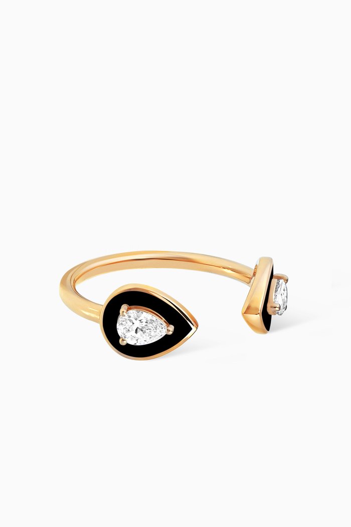 

Lemonade Double Pear-shaped Diamond Ring in 18kt Yellow Gold, Black