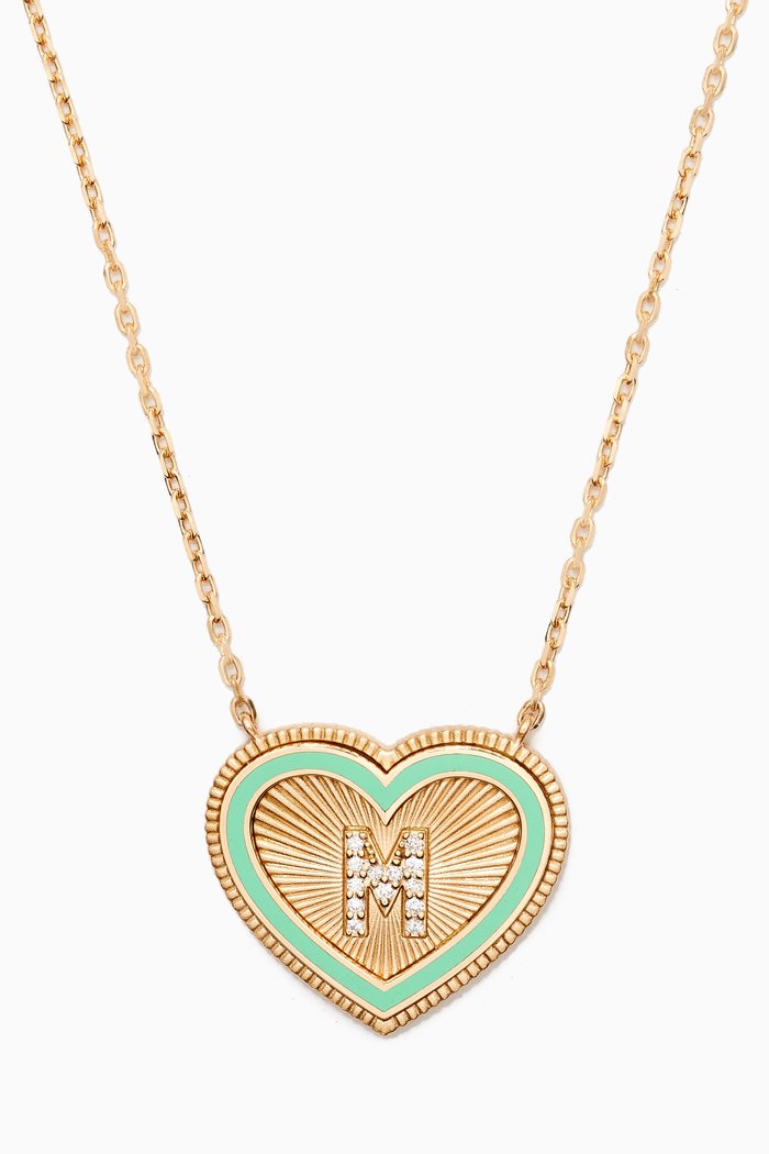 

A2Z "M" Letter Heart-shaped Diamond Necklace in 18kt Yellow Gold