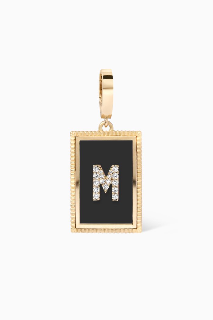 

A2Z "M" Letter Tag Diamond Charm Pendant in 18kt Yellow Gold