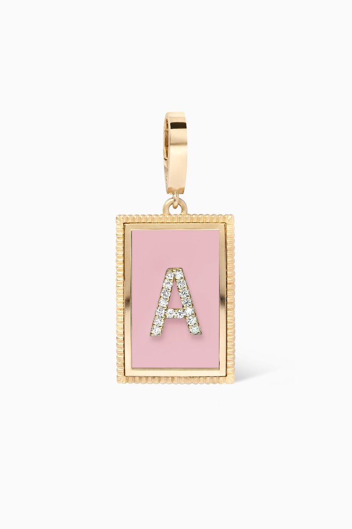 

A2Z "A" Letter Tag Diamond Charm Pendant in 18kt Yellow Gold