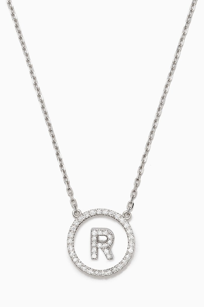 

A2Z "R" Letter Diamond Crystal Necklace in 18kt White Gold