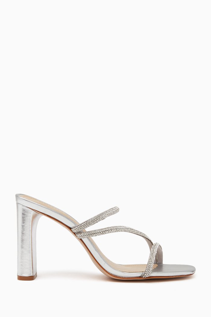 Chessie Mules in Nappa Leather, Silver