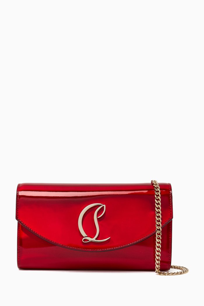 

Loubi54 Chain Wallet in Patent Leather, Red