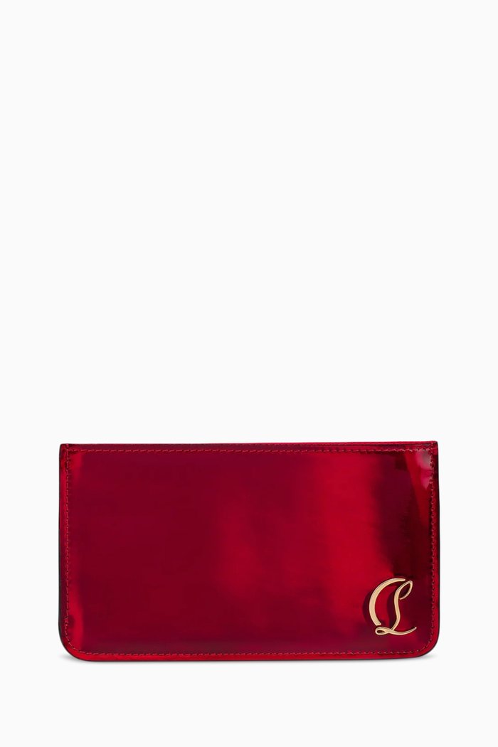 Loubi54 Zip Card Holder in Patent Leather, Red