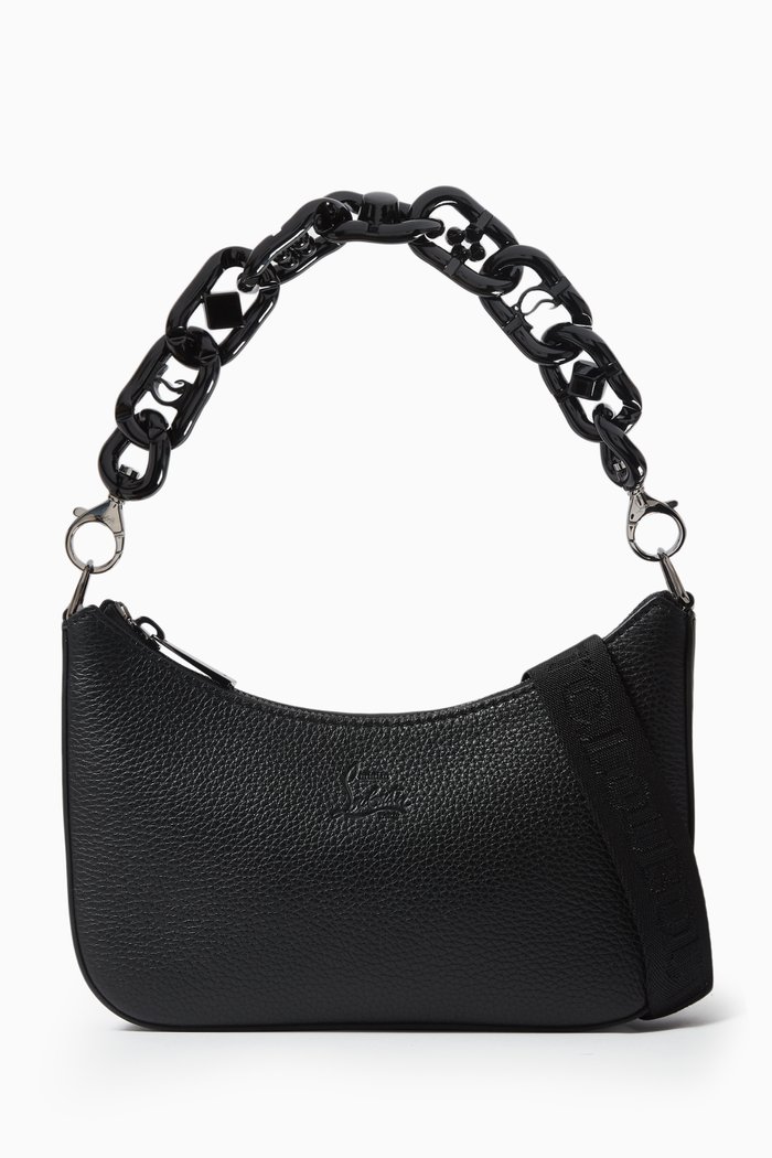 

Loubila Chain Mini Shoulder Bag in Grained Leather, Black
