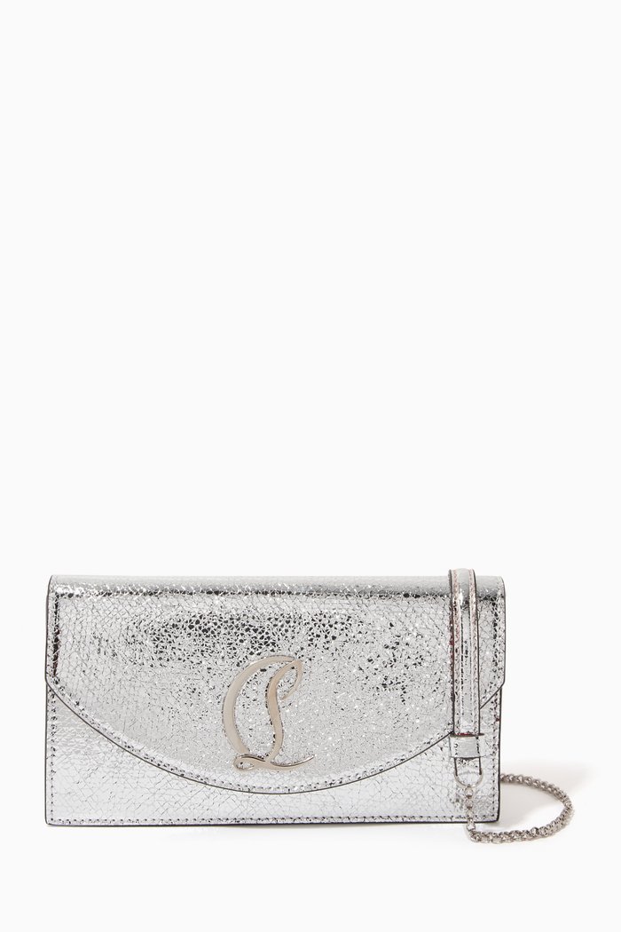 

Loubi54 Crossbody Bag in Metallic Leather, Silver