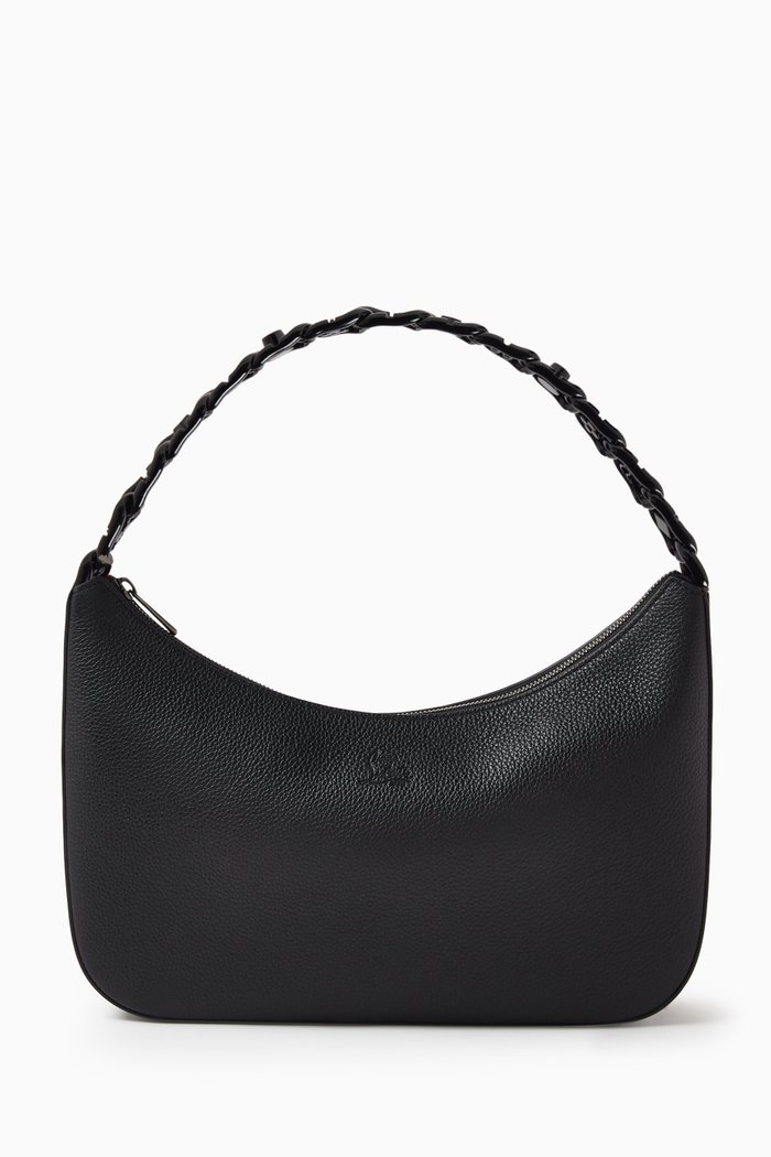 

Loubila Chain Large Shoulder Bag in Grained Leather, Pink