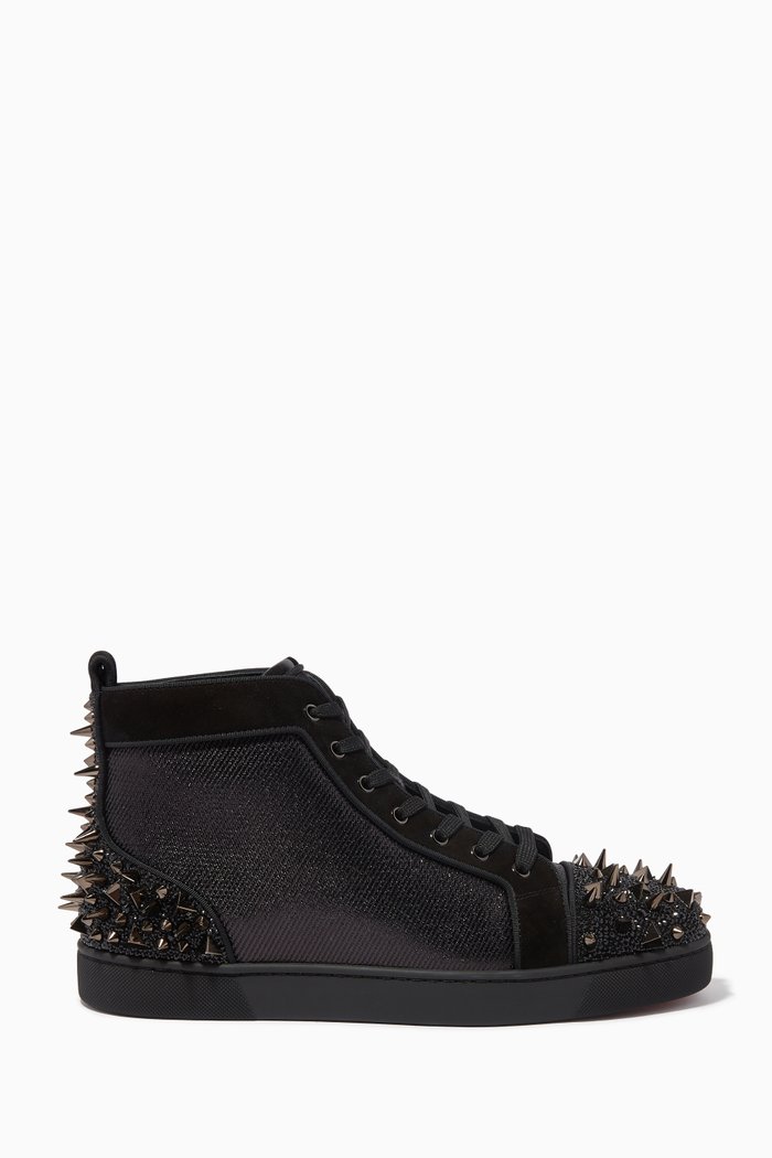 

Lou Pik Pik 2 Strass Sneakers in Cesar Jacquard & Suede, Black