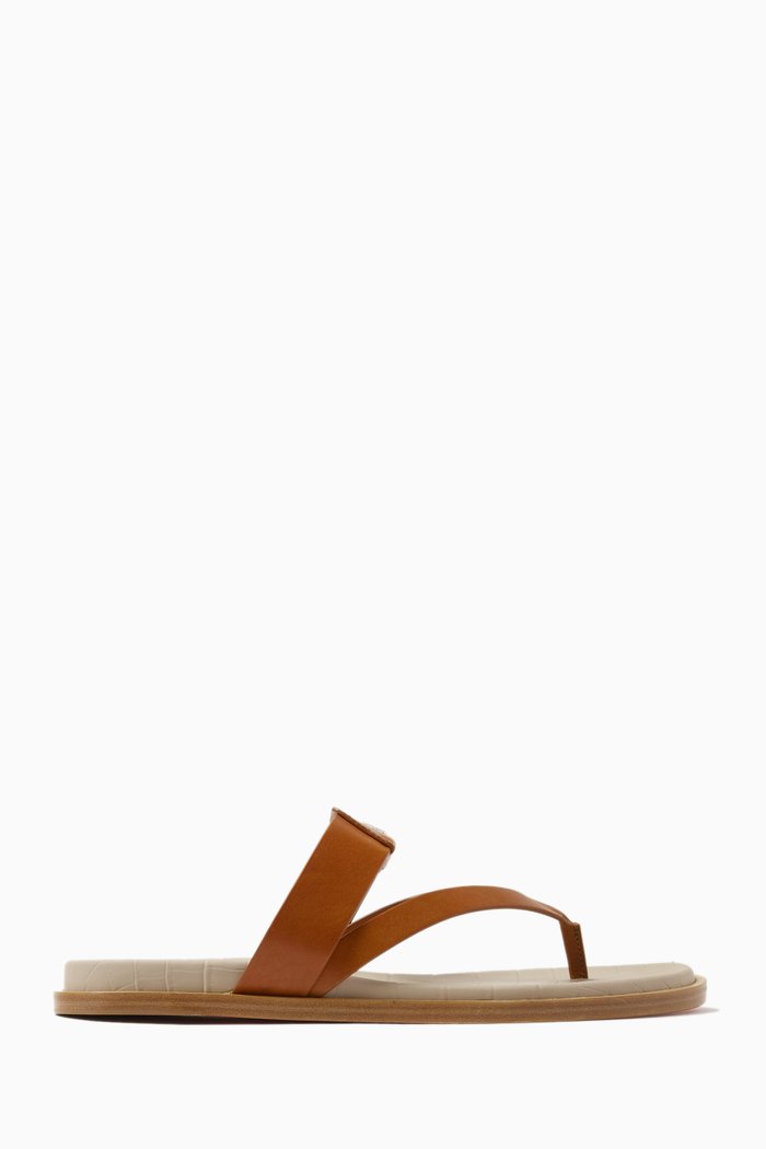 

Paolito Slide Sandals in Leather, Brown