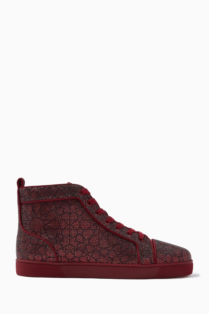 

Louis Strass Moucharabieh Sneakers in Laminated Nappa & Suede, Red