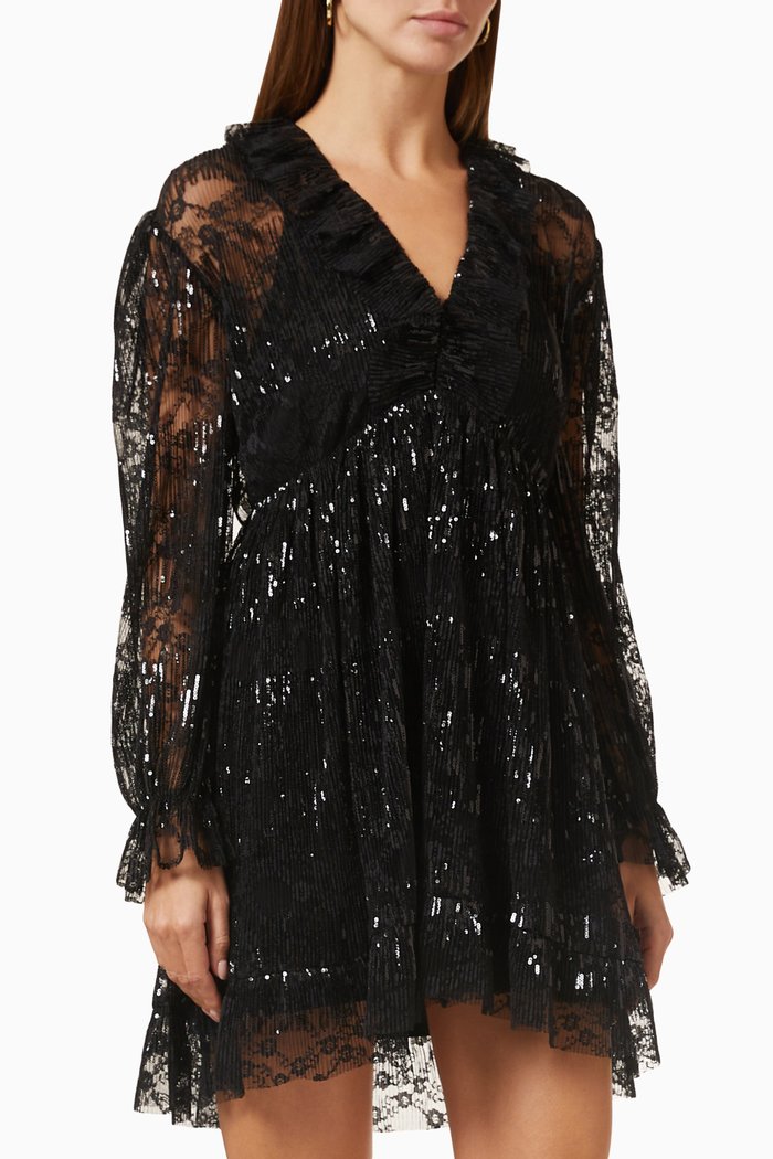 

Reville Mini Dress in Sequin-lace, Black