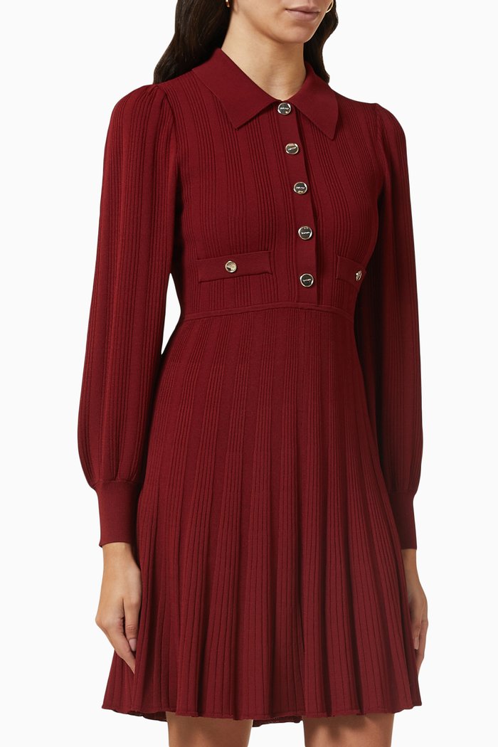 

Pleated Mini Dress in Viscose-blend, Blue