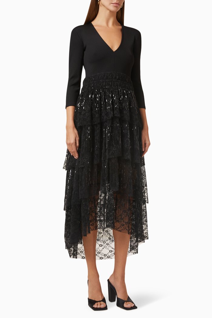 

Revillete Midi Dress in Jersey, Black