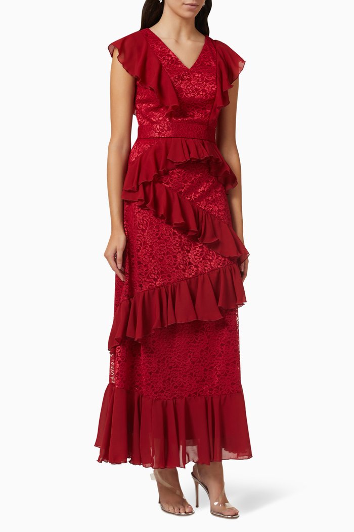 

Tiered Maxi Dress, Red