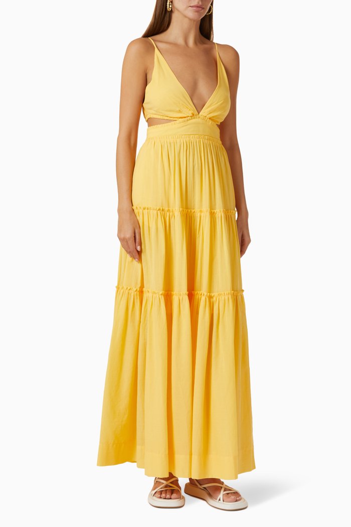 

Carla V Maxi Dress in Cotton, Yellow