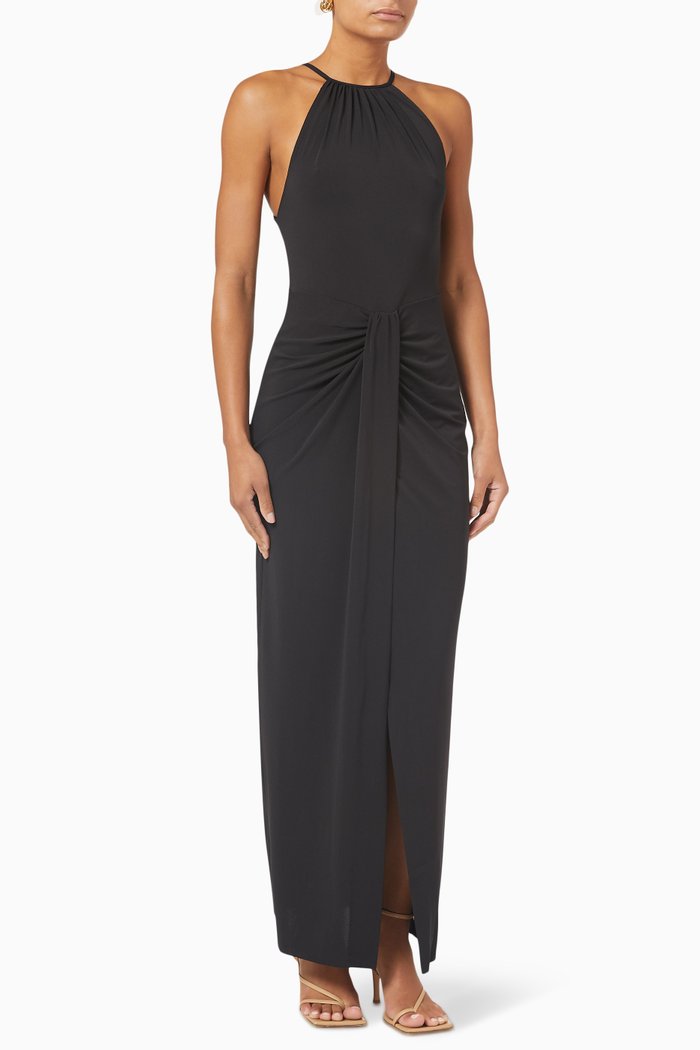 

Riri Draped Maxi Dress, Black