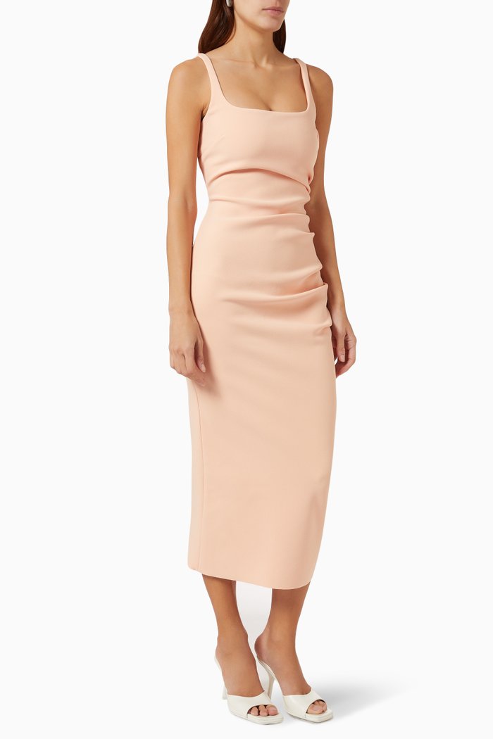 

Karina Midi Dress in Stretch Bonded Crepe, Orange