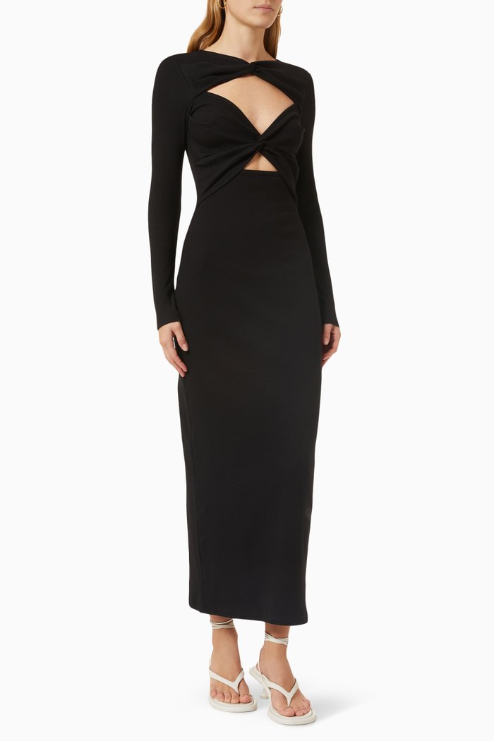 

Sasha Cut-out Maxi Dress in Stretch-cotton, Black