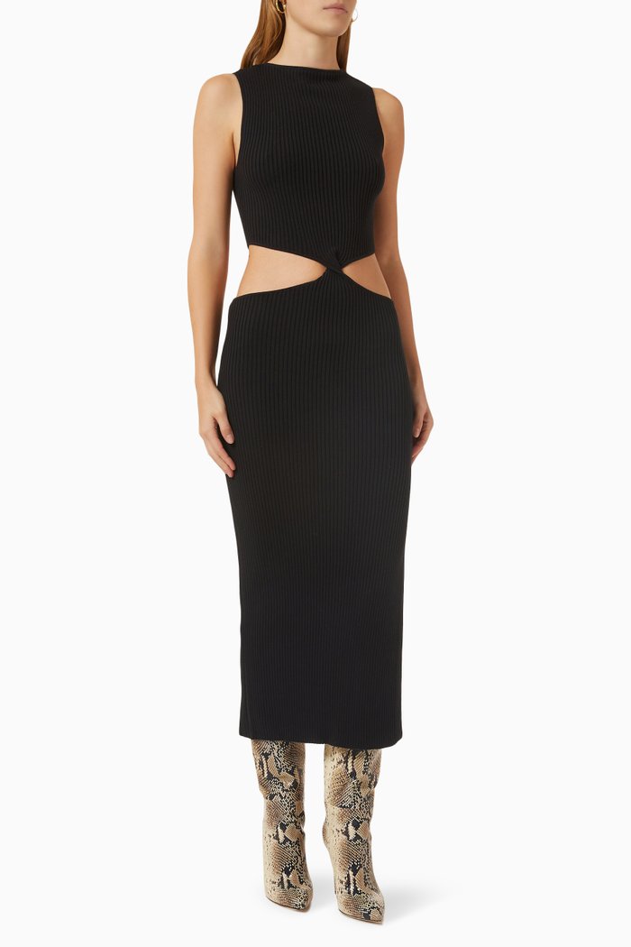 

Kiera Cut-out Midi Dress in Cotton, Black
