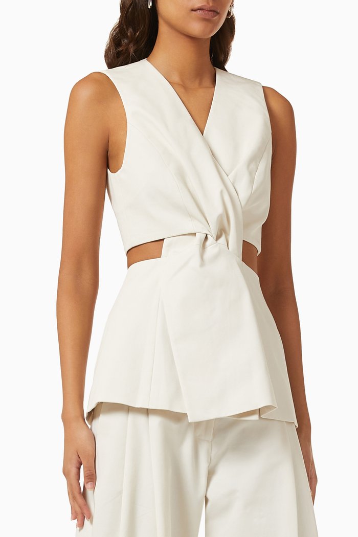 

Sia Twist Wrap-front Vest in Canvas, Neutral