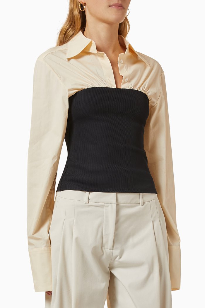 

Pippa Layered Top in Organic Cotton, Black