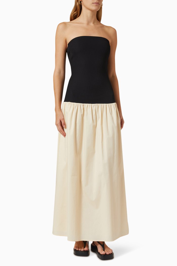

Amyra Strapless Dress in Organic Cotton, Black