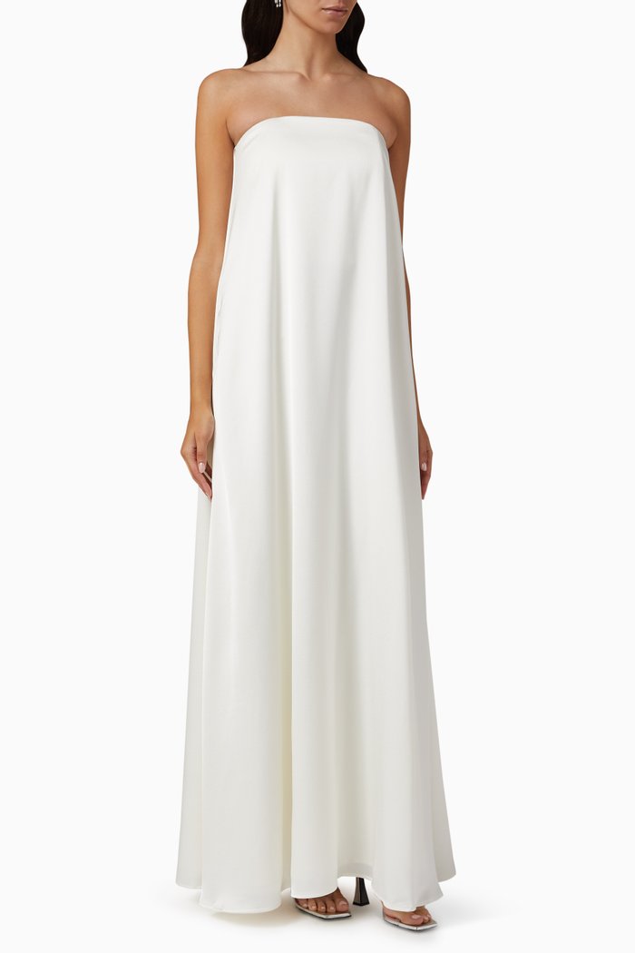 

Delfina Maxi Dress in Satin, White