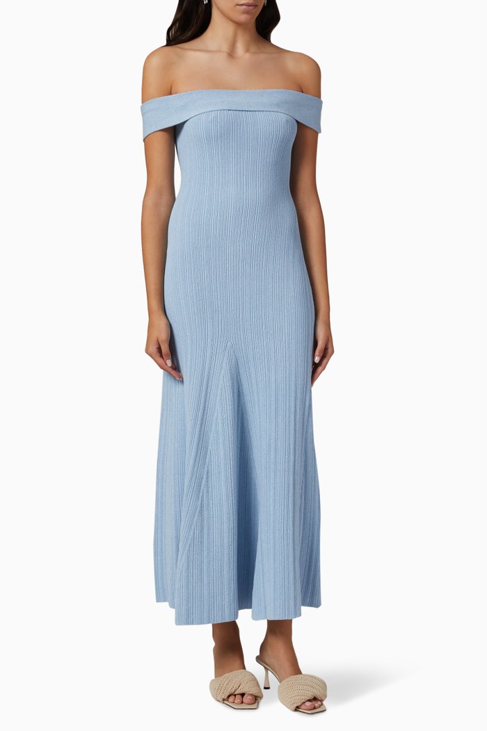 

Neve Maxi Dress in Cotton Blend, Blue