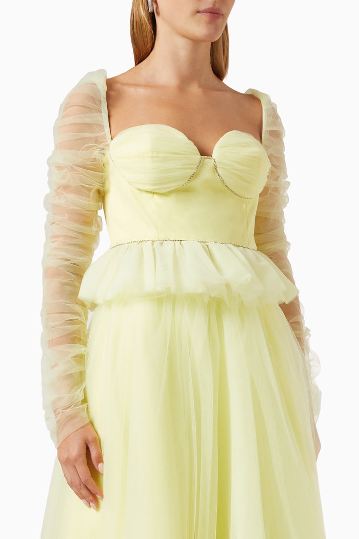

Corset Style Blouse in Tulle, Yellow