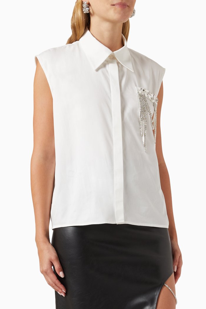 

Sleeveless Shirt in Cotton-poplin, White