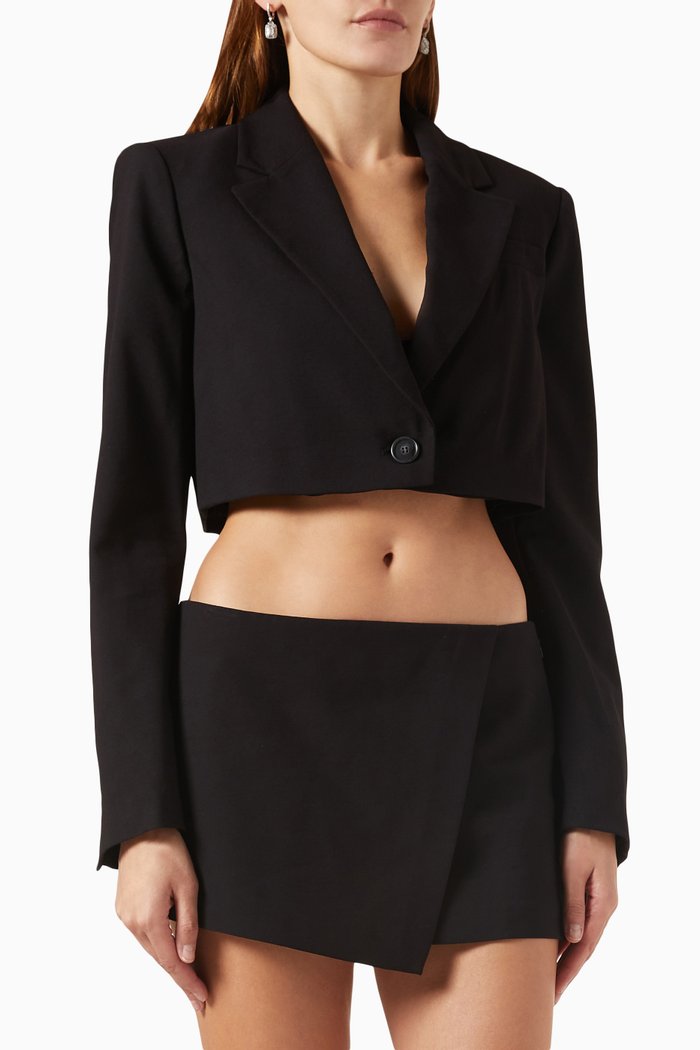

Loulou Cropped Blazer in Twill, Black