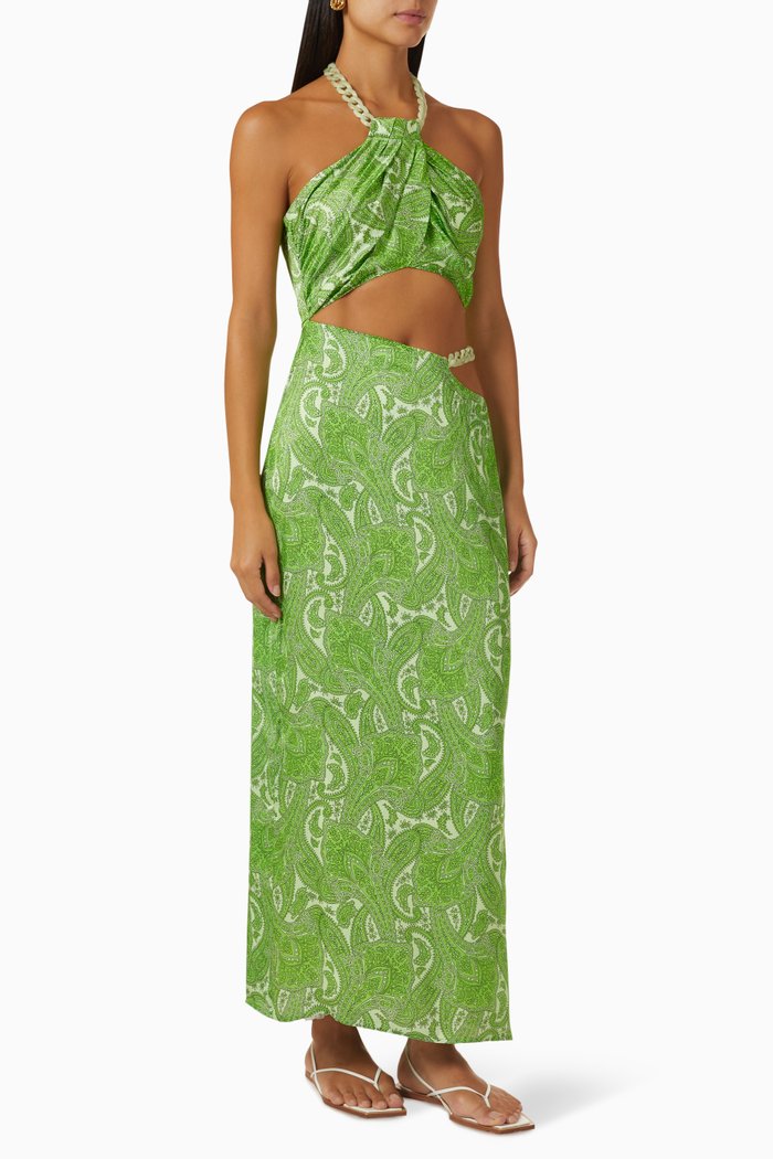 

Orbit Cut-out Dress in Viscose, Green