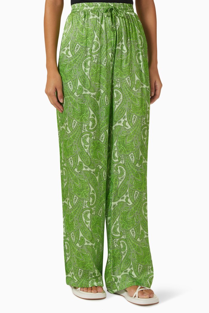 

Orbit Wide-leg Pants in Viscose, Green