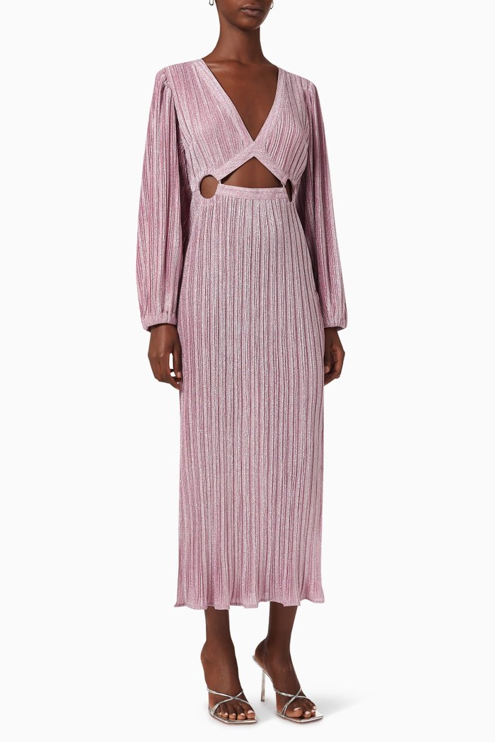 

Mars Cut-out Maxi Dress in Lurex-knit, Pink