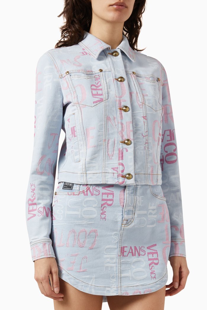 Logo Jeans Jacket in Denim, Blue