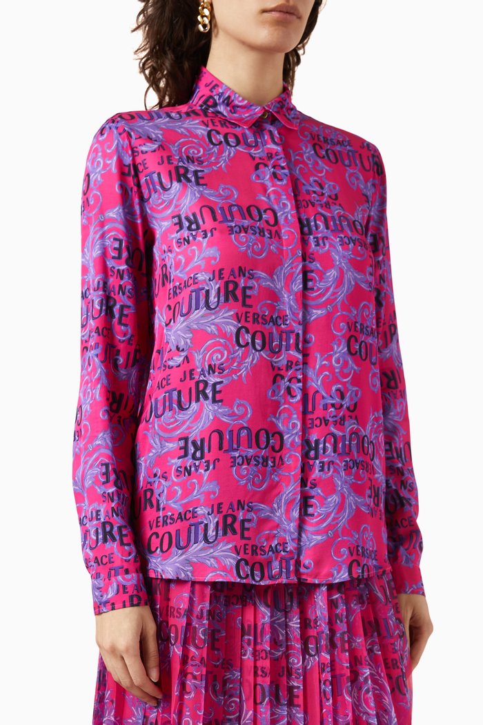 

Logo Print Shirt in Twill, Pink