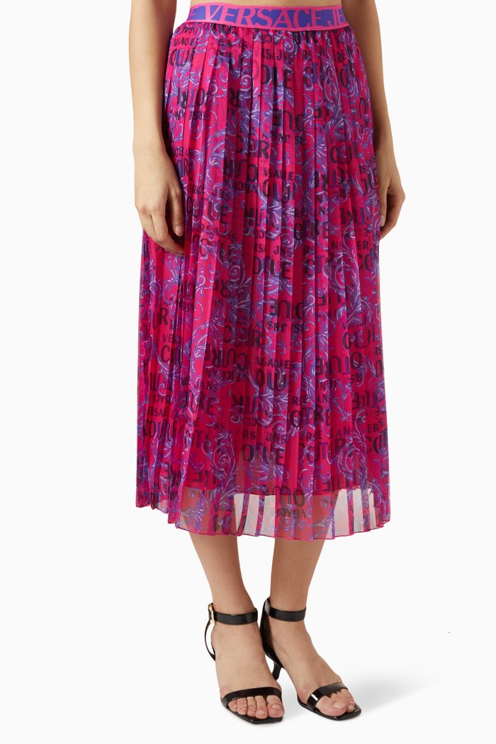 

Logo Midi Skirt in Chiffon, Pink