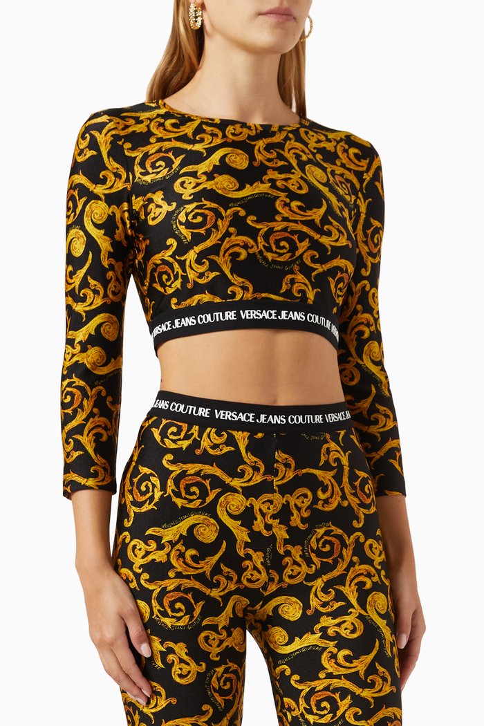 

Logo Couture Crop Top in Nylon-blend, Black