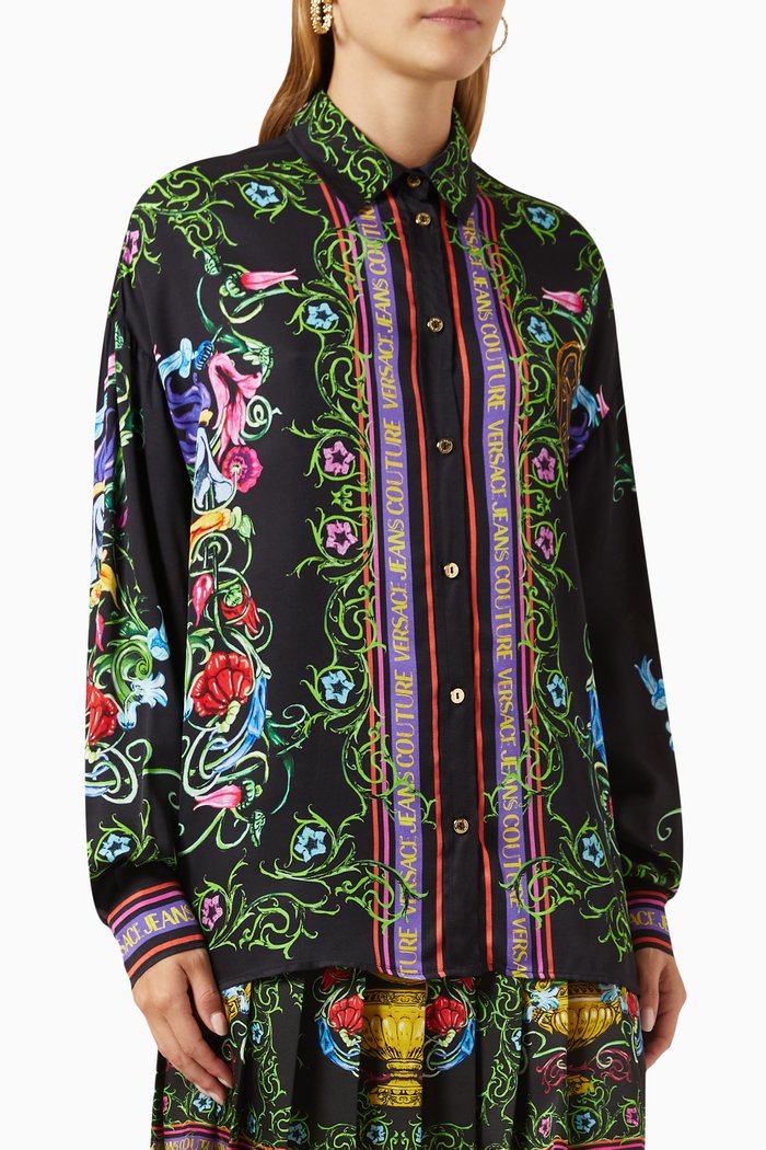 

Garden-print Shirt in Viscose, Black