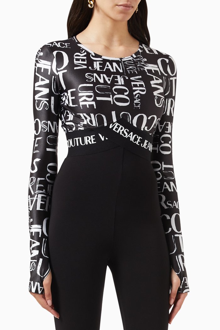 Doodle Logo Crop Top in Nylon, Black
