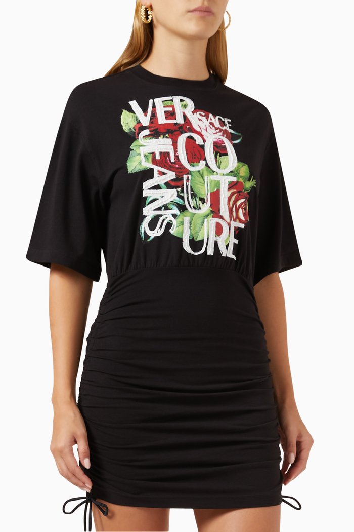

Logo-print Mini Dress in Stretch-cotton, Black