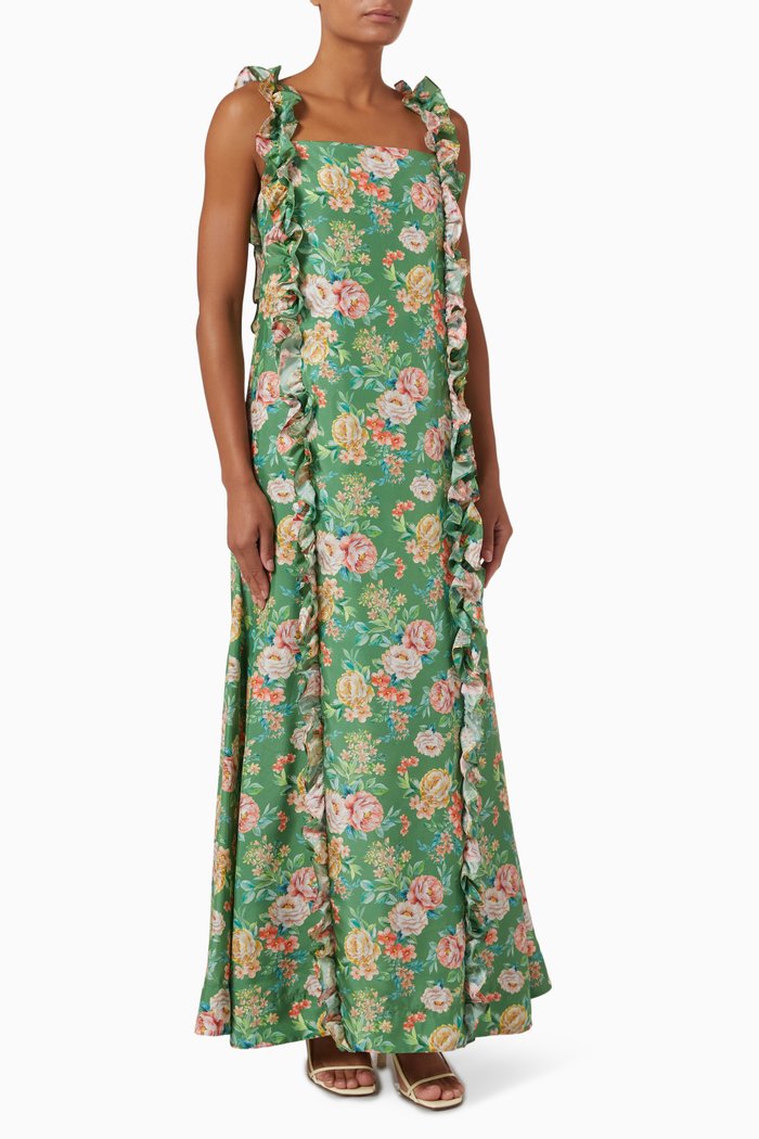 

Grazia Maxi Dress in Silk, Green