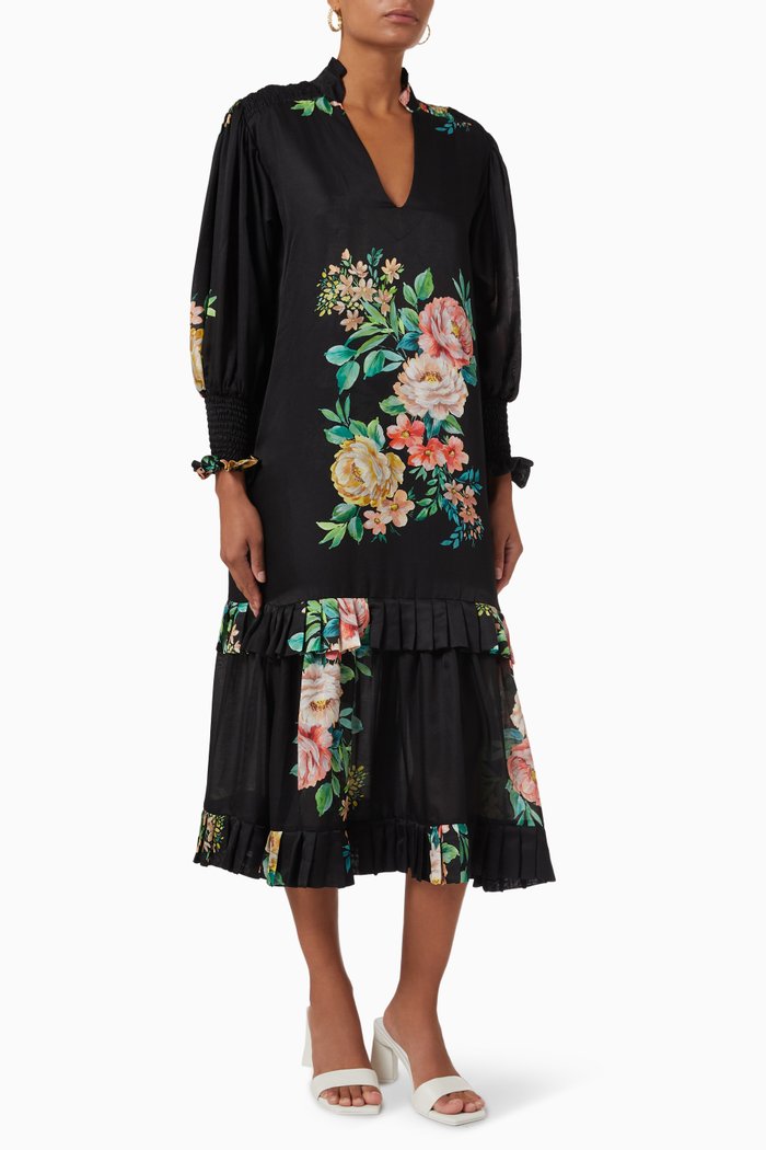 

Adna Midi Dress in Cotton Silk Blend, Black