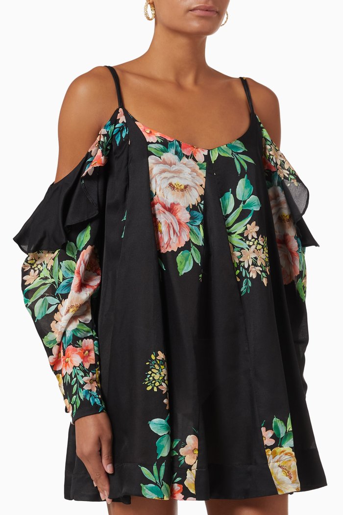 

Marge Mini Dress in Cotton Silk Blend, Black