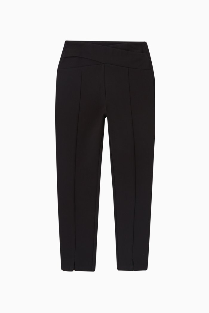 Wrap Front Ponte Pants in Rayon, Black