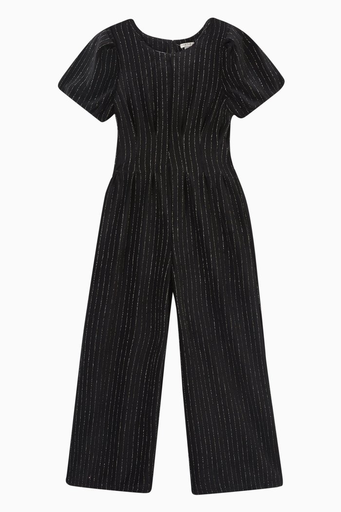 

Tucked Velour Jumpsuit in Polyester, Black