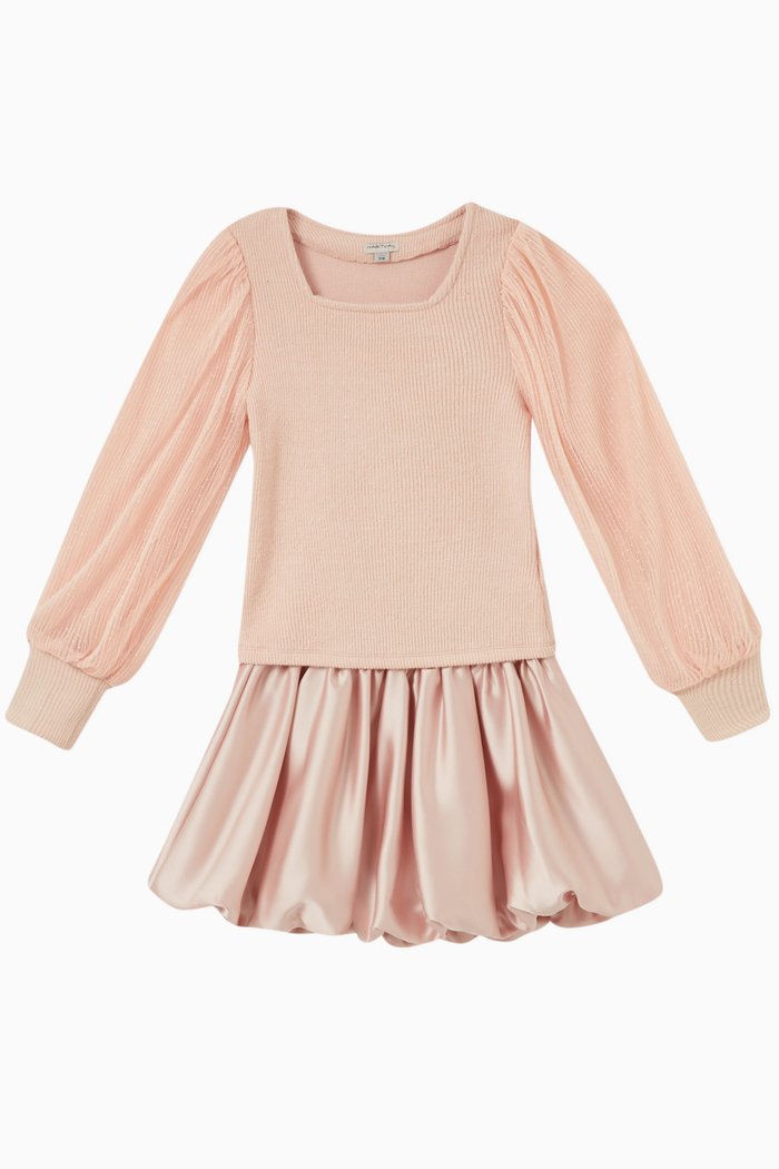 

Rib-knit Top & Skirt Set, Pink