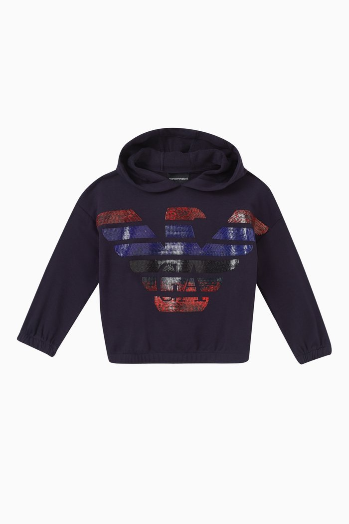 

Macro Logo Hoodie in Cotton, Blue